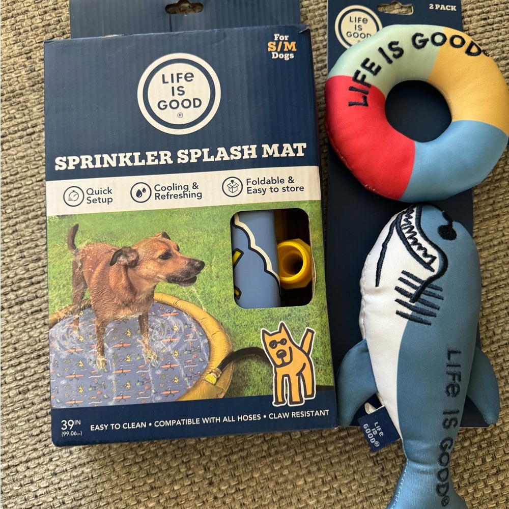 Life Is Good Multi-Color Dog Toy Bundle — Blue, Red, Yellow